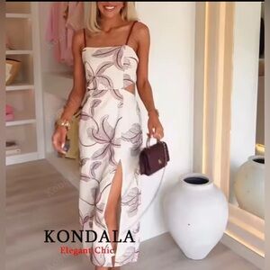 Zara embroidered cut out midi dress